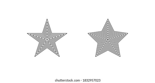 Star, line icon set. Web button design symbol. Shape star in vector flat style.