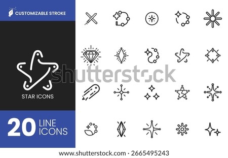 Star Line Icons Customizable Stroke