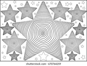 Star line on white background.- illustration,Star Shape, Doodle, Exploding, Fun, Sketch