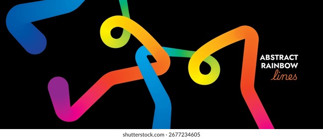 Star Line Rainbow, Pattern Shapes, Colorful Abstract Background, 3D Wave Gradient, Vector illustration.