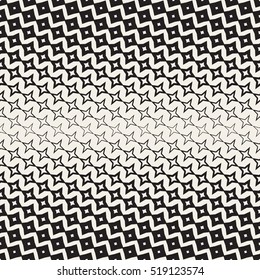 Star Line Shape Halftone Transition. Abstract Geometric Background Design. Vector Seamless Black and White Pattern.