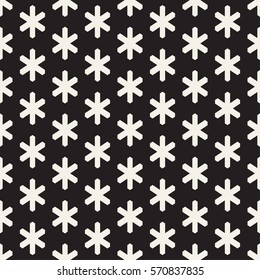 Star Line Shapes Grid. Vector Seamless Black and White Pattern
