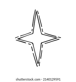 Star line. Shine of a heavenly body. Mystery of the night sky. A magical symbol of light in darkness. Space constellation. Hand drawn vector doodle illustration. Simple outline element.