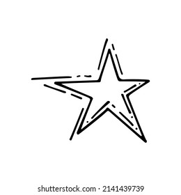 Star line. Shine of a heavenly body. Mystery of the night sky. A magical symbol of light in darkness. Space constellation. Hand drawn vector doodle illustration. Simple outline element.