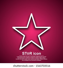 Star line vector icon with shadow isolated on red background.