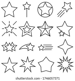 Star line vector icons set. premium illustration sign collection. sparkle symbol. rating logo.