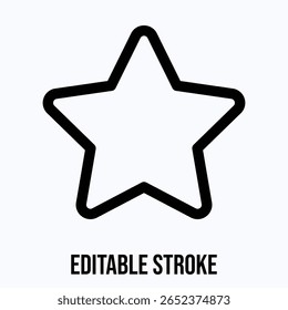 Star Lineal Icon For User Interface, Isolated Vector Editable Stroke Icon.
