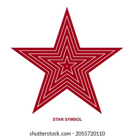 Símbolo lineal estrella logotipo vectorial o diseño emblemático aislado en fondo blanco, signo pentagonal estrella de cinco ángulos.