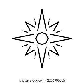 Star lines art ornament design vector template.