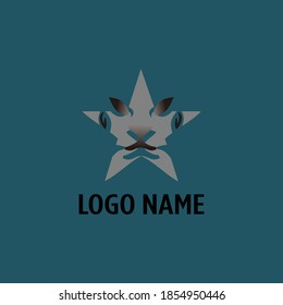 Combinación de logotipo de estrella y león. Diseño del logo de Star lion.