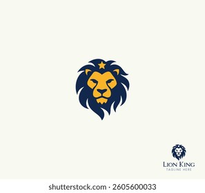 Star Lion Logo Design with Majestic and Royal Symbolism, Lion logo with two color's concept. 