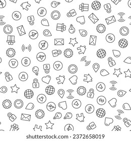 Star, Lock, House, Heart, Light Bulb, Internet Seamless Pattern for printing, wrapping, design, sites, shops, apps