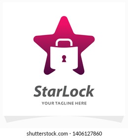 Star Lock Logo Design Template