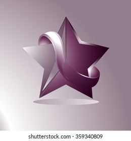 Star logo, 3d icon. Volume Vector illustration.