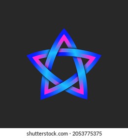 Star logo 3D pointed faceted shape blue-pink gradient, rounded intersecting lines with shadows create a five-pointed symbol.