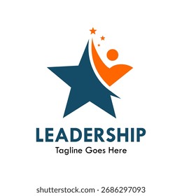 Star-Logo mit einer abstrakten Figur, die nach Erfolg strebt. Dieses Design symbolisiert Führung, Leistung und Wachstum. Geeignet für Business-, Corporate- und Coaching-Unternehmen.