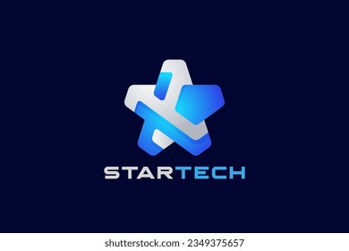 Star Logo Abstract Geometric Hi-Tech  Technology style vector design template.