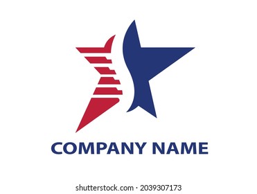 Star Logo American Flag. Vector Template
