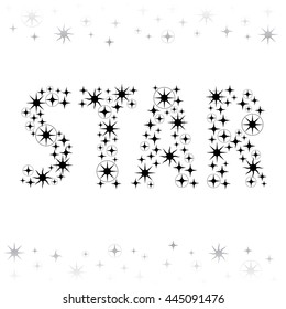 Star Logo with Authentic Stars Symbols - Black Objects on White Background with Star Symbol Decor Elements - Flat Contrast Graphic Illustration