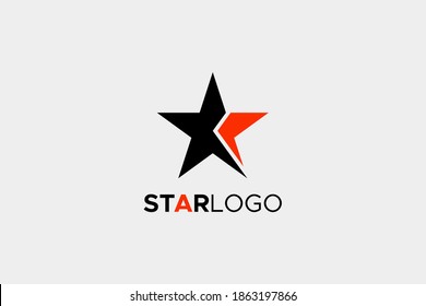 Star Logo. Black and Red Geometric Star Shape isolated on White Background. Usable for Business and Branding Logos. Flat Vector Logo Design Template Element.