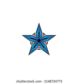 A star logo with a blue gradient color with a red circle in the middle suitable for your business company icon