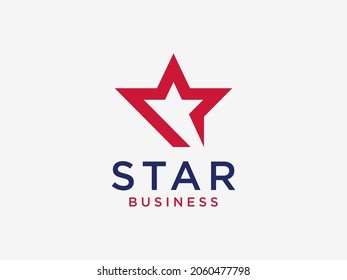 Star Logo. Blue and Red Geometric Star Shape isolated on White Background. Usable for Business and Branding Logos. Flat Vector Logo Design Template Element