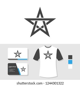 Star logo with business card and t shirt mockup