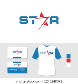 Star logo with business card and t shirt mockup