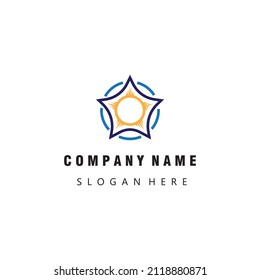 star logo circle lines graphic design template vector