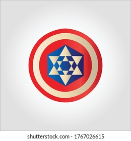 Star logo in a circle with red, white and blue isolated from white background. Vector