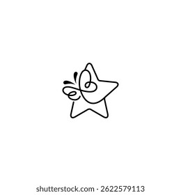 Star logo combination with butterfly shape, line art design style  