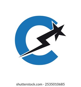 Sterne Logo kombinieren mit Buchstabe C Vektorvorlage