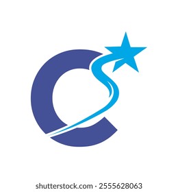 Star Logo combine with letter C vector template