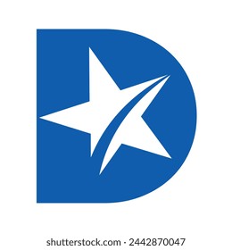 Star Logo combine with letter D vector template