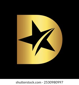 Star Logo combine with letter D vector template