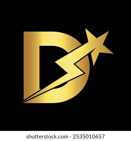 Logotipo de estrella combinado con la letra D Vector Plantilla