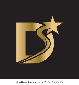 Star Logo combine with letter D vector template