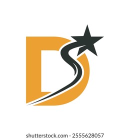 Star Logo combine with letter D vector template