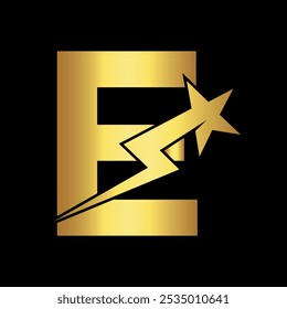 Star Logo combine with letter E vector template