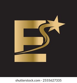 Star Logo combine with letter E vector template