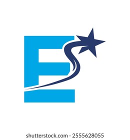 Star Logo combine with letter E vector template