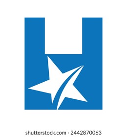 Star Logo combine with letter H vector template
