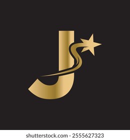 Star Logo combine with letter J vector template