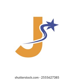 Star Logo combine with letter J vector template