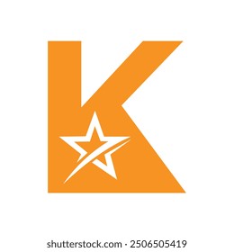 Star Logo combine with letter K vector template