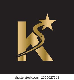 Star Logo combine with letter K vector template