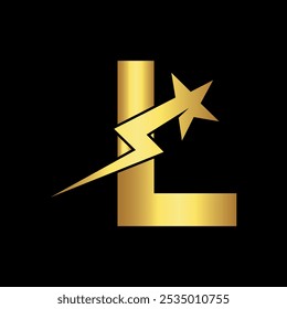 Star Logo combine with letter L vector template