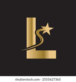 Star Logo combine with letter L vector template