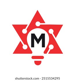 Star Logo Combine With Letter M Vector Template