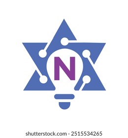 Star Logo Combine With Letter N Vector Template